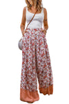 PACK7711547-3-1, Fiery Floral Print Shirred High Waist Wide Leg Pants