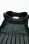 PACK6421353-2-1, Black High Neck Sleeveless Diamante Bodysuit