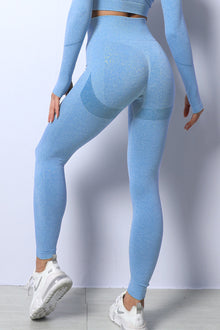  PACK265156-4-1, Sky Blue Butt Lift High Waist Ankle Length Yoga Pants