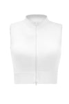 LC264376-1-S, LC264376-1-M, LC264376-1-L, PACK264376-1-1, PACK264376-1-4, White  Solid Color Zip Up Sleeveless Active Crop Top