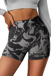 LC265198-2-S, LC265198-2-M, LC265198-2-L, PACK265198-2-1, Black  Abstract Print Ribbed High Waist Active Bottoms