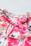 PACK25121385-6-1, Rose Ruffle Flutter Sleeve Floral Print Blouse