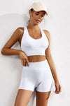 LC264377-1-S, LC264377-1-M, LC264377-1-L, PACK264377-1-1, White  Ribbed Hollow-out Racerback Yoga Camisole