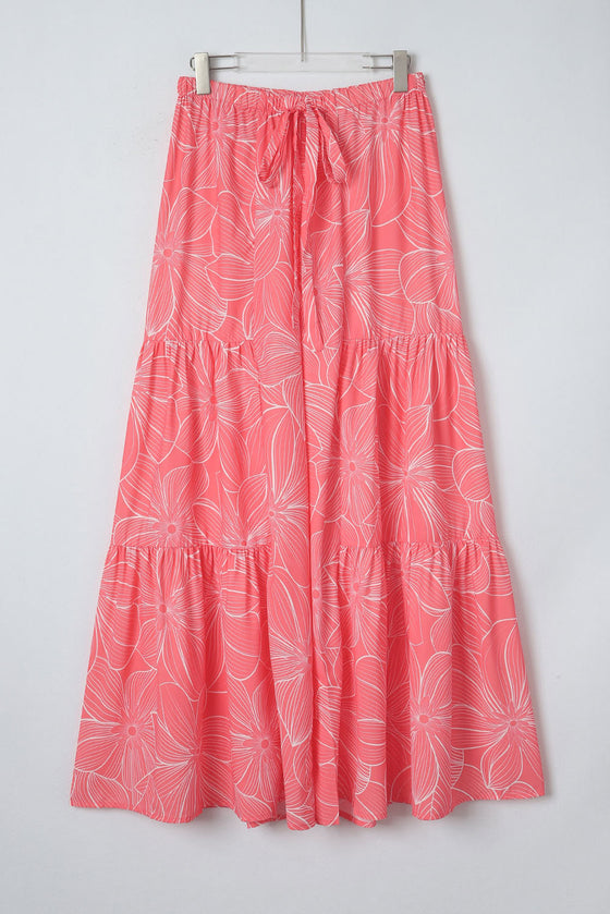 PACK7711879-10-1, Pink Bohemian Floral Print Wide Leg Pants
