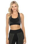 LC2611471-2-S, LC2611471-2-M, LC2611471-2-L, PACK2611471-2-1, Black  Striped Racerback Tank Top And High Waist Pants Active Set