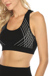 LC2611471-2-S, LC2611471-2-M, LC2611471-2-L, PACK2611471-2-1, Black  Striped Racerback Tank Top And High Waist Pants Active Set