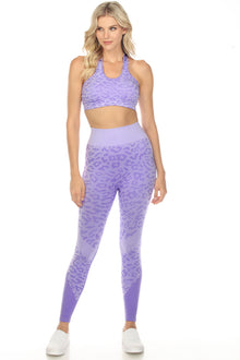  LC2611470-8-S, LC2611470-8-M, LC2611470-8-L, PACK2611470-8-1, Purple  Leopard Crossed Keyhole Front High Waist Active Set