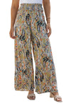 PACK7711405-22-1, Multicolor Floral Print Shirred High Waist Wide Leg Casual Pants