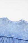 PACK25121568-4-1, Sky Blue Crinkle Textured Loose Henley Top