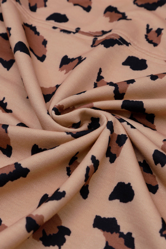 PACK25122238-17-1, Brown Animal Print Stitching Loose Long Sleeve Top