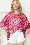 PACK25122238-10-1, Pink Animal Print Stitching Loose Long Sleeve Top
