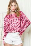 PACK25122238-10-1, Pink Animal Print Stitching Loose Long Sleeve Top