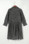 PACK786324-11-1, Gray Buttoned Long Sleeve Denim Mini Dress