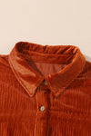 PACK2553512-17-1, Brown Solid Color Textured Velvet Button Up Shirt