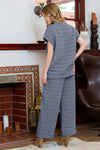 PACK625346-P705-2, Real Teal Quilted Short Sleeve Wide Leg Pants Set