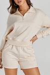 PACK2611426-18-1, Apricot Casual High Neck Henley Top and Short Outfit