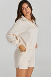 PACK2611426-18-1, Apricot Casual High Neck Henley Top and Short Outfit