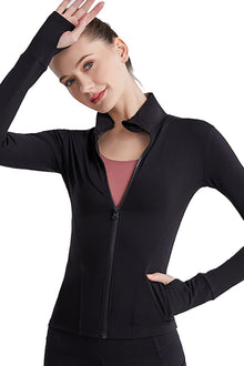  LC264600-P2-S, LC264600-P2-M, LC264600-P2-L, LC264600-P2-XL, LC264600-P2-2XL, Black Stand Neck Zipped Active Sports Long Sleeve Top