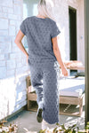 PACK625346-P705-1, PACK625346-P705-2, Real Teal Quilted Short Sleeve Wide Leg Pants Set