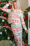 LC15692-P1-S, LC15692-P1-M, LC15692-P1-L, LC15692-P1-XL, White Christmas Print Pullover and Pants Lounge Set