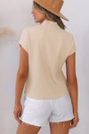 PACK2724250-P1015-2, Oatmeal Patch Pocket Ribbed Knit Short Sleeve Sweater