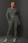 PACK2611590-P1509-1, Dim Gray Solid Long Sleeve Two Piece Yoga Set
