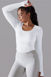 LC264620-P1-S, LC264620-P1-M, LC264620-P1-L, White Outdoor Long Sleeve Active Yoga Top