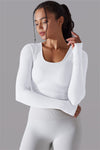 LC264620-P1-S, LC264620-P1-M, LC264620-P1-L, White Outdoor Long Sleeve Active Yoga Top