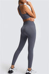 LC2611591-P2011-S, LC2611591-P2011-M, LC2611591-P2011-L, Dark Grey Outdoor Sleeveless U Neck Yoga Set