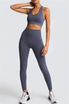 LC2611591-P2011-S, LC2611591-P2011-M, LC2611591-P2011-L, Dark Grey Outdoor Sleeveless U Neck Yoga Set