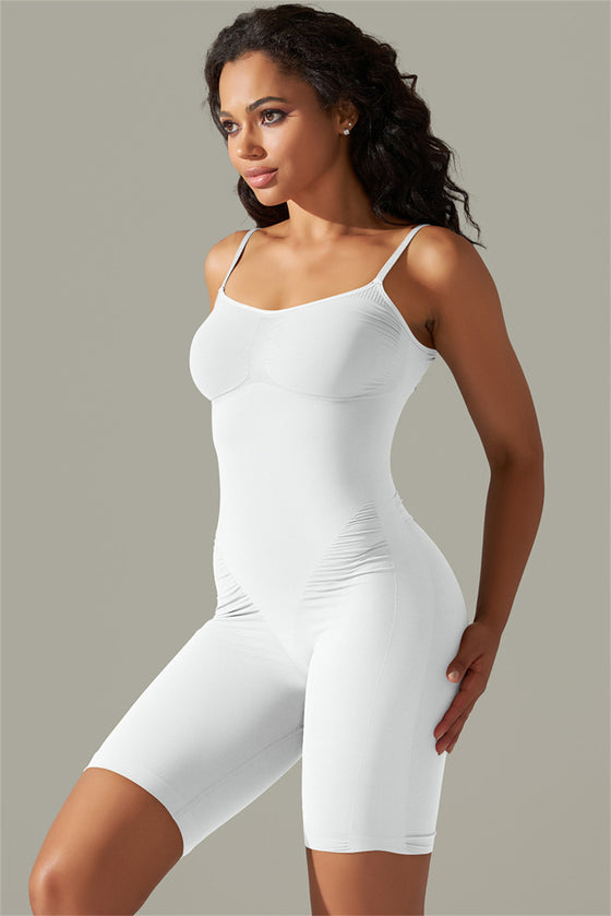 LC260343-P1-S, LC260343-P1-M, LC260343-P1-L, LC260343-P1-XL, White Daily Bodycon One Piece Yoga Bodysuit