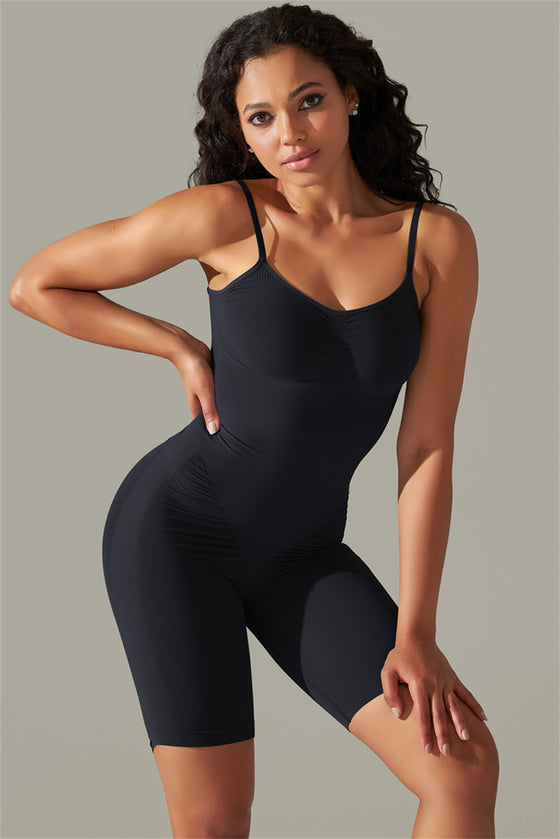 LC260343-P2-S, LC260343-P2-M, LC260343-P2-L, LC260343-P2-XL, Black Daily Bodycon One Piece Yoga Bodysuit