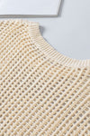 PACK277006-18-2, Apricot Fishnet Knit Ribbed Round Neck Short Sleeve Sweater Tee