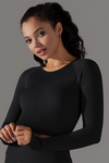 LC264621-P2-S, LC264621-P2-M, LC264621-P2-L, Black Solid Round Neck Daily Yoga Top