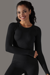 LC264621-P2-S, LC264621-P2-M, LC264621-P2-L, Black Solid Round Neck Daily Yoga Top