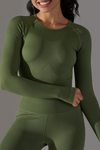 LC264621-P1309-S, LC264621-P1309-M, LC264621-P1309-L, Duffel Green Solid Round Neck Daily Yoga Top