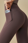 LC265431-P5017-S, LC265431-P5017-M, LC265431-P5017-L, LC265431-P5017-XL, Dark Brown High Waist Tummy Control Pocketed Active Leggings