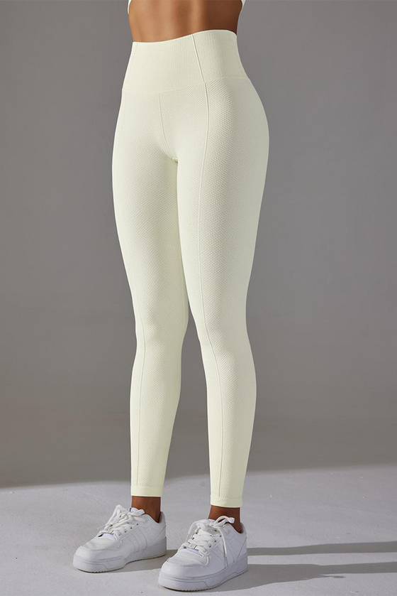 LC265434-P1-S, LC265434-P1-M, LC265434-P1-L, White Active High Waist Solid Yoga Pants