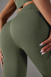 LC265434-P1609-S, LC265434-P1609-M, LC265434-P1609-L, Moss Green Active High Waist Solid Yoga Pants