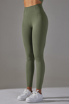 LC265434-P1609-S, LC265434-P1609-M, LC265434-P1609-L, Moss Green Active High Waist Solid Yoga Pants