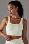 LC264623-P1-S, LC264623-P1-M, LC264623-P1-L, White Wide Strap Low Back Cut Cropped Active Bra