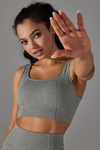 LC264623-P2011-S, LC264623-P2011-M, LC264623-P2011-L, Dark Grey Wide Strap Low Back Cut Cropped Active Bra