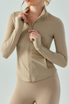 LC264626-P18-S, LC264626-P18-M, LC264626-P18-L, LC264626-P18-XL, Apricot Active Zipper Long Sleeve Yoga Jacket