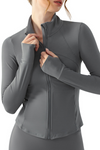 LC264626-P2011-S, LC264626-P2011-M, LC264626-P2011-L, LC264626-P2011-XL, Dark Grey Active Zipper Long Sleeve Yoga Jacket