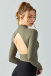 LC264628-P1609-S, LC264628-P1609-M, LC264628-P1609-L, LC264628-P1609-XL, Moss Green Cut-out Daily Active Yoga Top