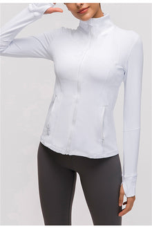  LC264634-P1-S, LC264634-P1-M, LC264634-P1-L, LC264634-P1-XL, White Yoga Sports Long Sleeve Top Jacket