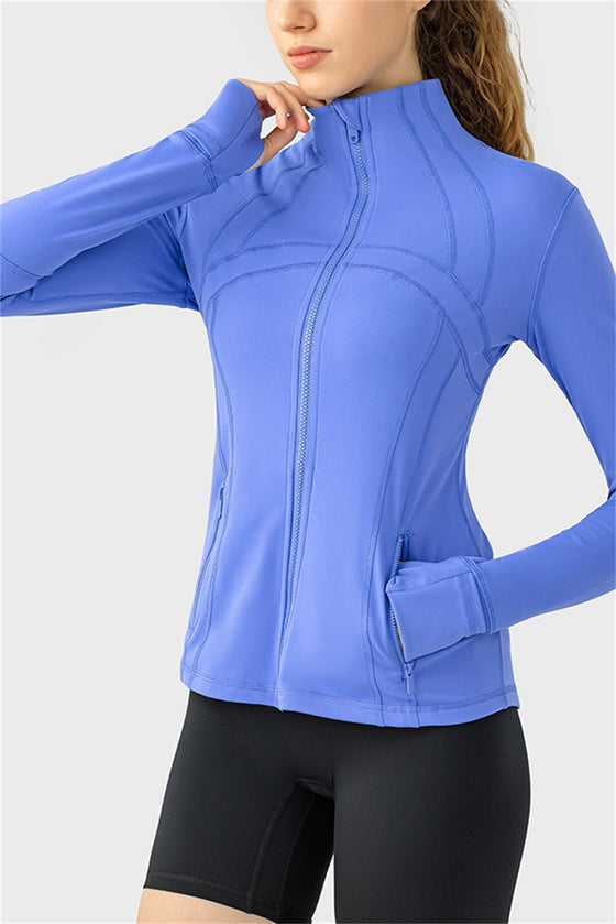 LC264634-P5-S, LC264634-P5-M, LC264634-P5-L, LC264634-P5-XL, Dark Blue Yoga Sports Long Sleeve Top Jacket
