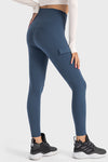 LC265438-P705-S, LC265438-P705-M, LC265438-P705-L, LC265438-P705-XL, Real Teal Flap Pocket High Waist Workout Pants