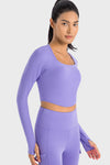 LC264640-P408-S, LC264640-P408-M, LC264640-P408-L, LC264640-P408-XL, Lilac Square Neck Long Sleeve Active Top