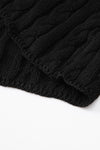 PACK2724323-P2-1, PACK2724323-P2-2, Black Crew Neck Cable Knit Short Sleeve Sweater